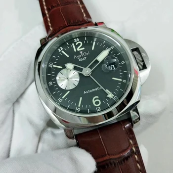 

Luxury Brand New Men Automatic Mechanical Silver Black Brown Leather GMT Sapphire Stainless Steel Luminous Limited Sport Watches