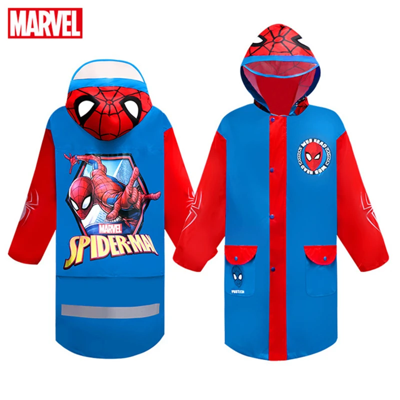 

Spiderman High Quality Schoolbag Raincoat Children US Captain Kids Girls Rainproof Poncho Boys Rainwear Rainsuit Outdoor Gifts