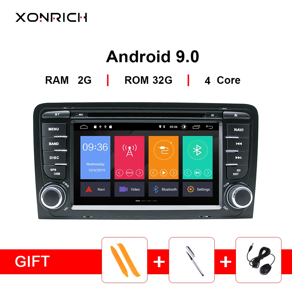 IPS DSP 2din Android 9.0 Car DVD GPS Navigation For Audi A3 8P 2003-2012 S3 2006-2012RS3 Sportback