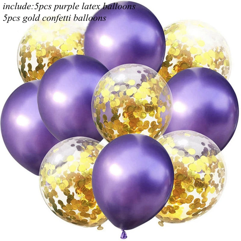purple gold 10 шт конфетти прозрачные воздушные шары из латекса цвета металлик год Рождество День рождения украшения для дома воздушные детские игрушки - Цвет: purple gold