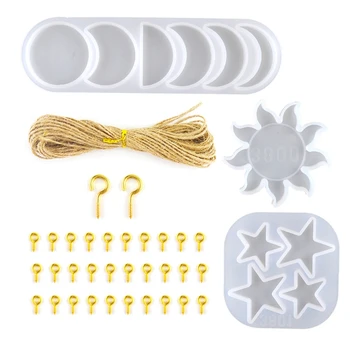

Moon Sun Star God Resin Mold Moon Phase Pendant Home Deor Mold Epoxy Craft Tools