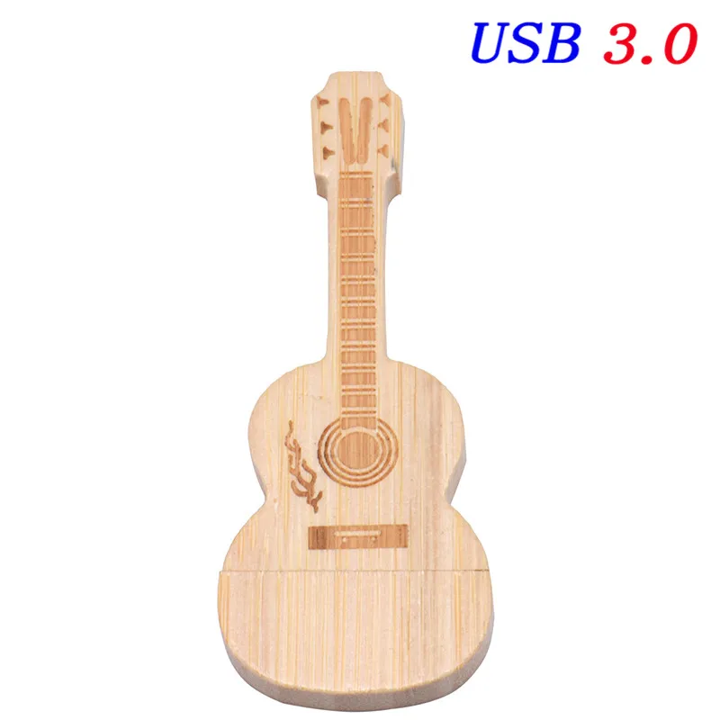 Jaster логотип пользовательские деревянные Флешка в виде гитары Гитарный USB 2,0 flash memory stick 4 GB/8 GB/16 GB/32 GB/64 GB Подарочный металлический брелок для ключей - Цвет: bamboo