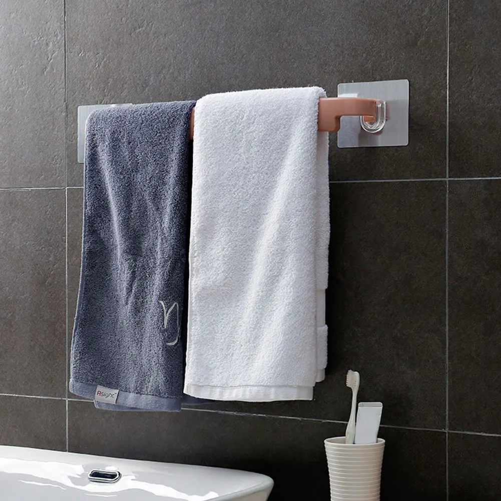 Самоклеющиеся пробивая бесплатно, однотонный держатель для дома, подвесной держатель для ванной комнаты, практичное хранение, настенный держатель для полотенец, универсальная полка