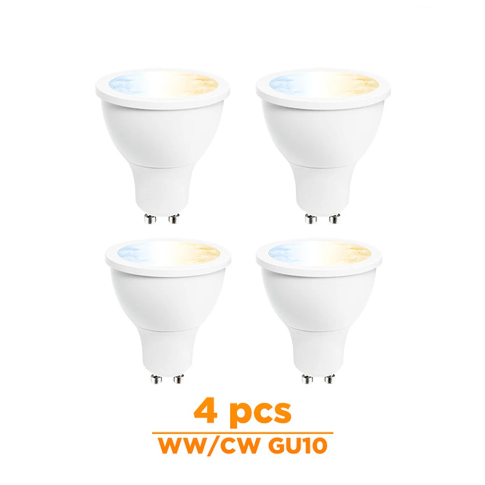 4 Pcs WWCW GU10 Zigbee ww/cw диммер GU10 bulu Светодиодный прожектор 5 Вт ZLL smart APP контроллер AC100-240V холодный белый и теплый белый светодиодный светильник - Испускаемый цвет: 4 Pcs WWCW GU10