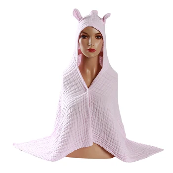

Cotton Gauze Six-layer Bathrobe Cloak Baby Children Hooded Bath Towel Wrap Ultra Soft Strong Water With button Bathrobes