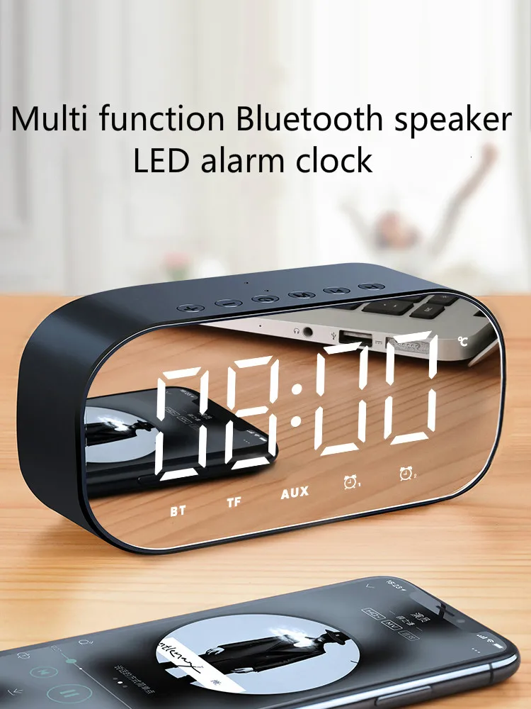 Светодиодный зеркальный будильник цифровые беспроводные Bluetooth колонки домашний сабвуфер мобильный телефон мини Будильник Bluetooth небольшой аудио
