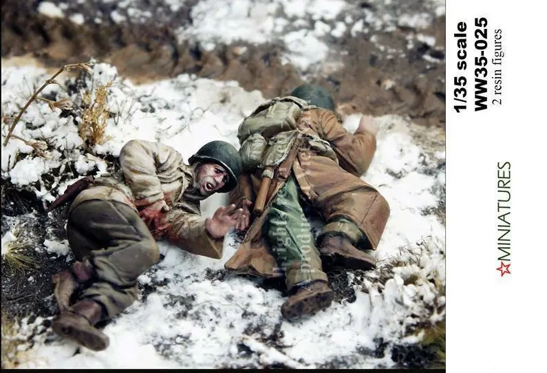

1:35 Scale WWII US Two Soldiers Injured Battlefield Called Medic Scene Miniatures Unpainted Assembling Static Resin Model Kits