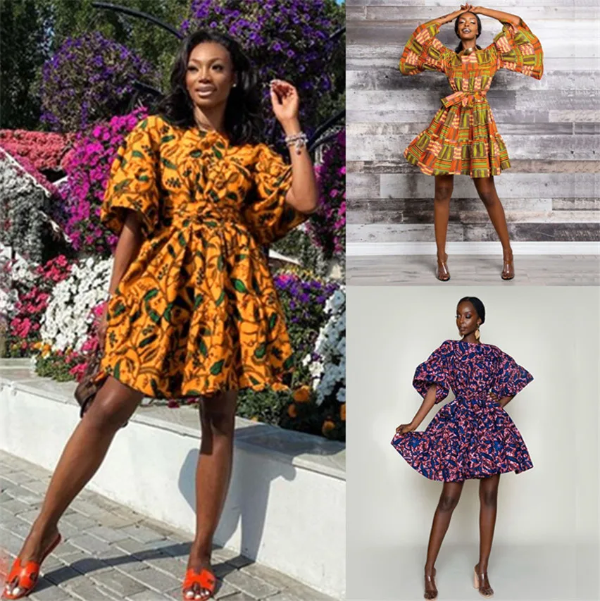 Платье с поясом комплект из 2 предметов Женская африканская одежда новинка 2020