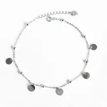 Fengxiaoling круглый ломтик стерлингового серебра 925 Простые бусины подлинный Серебряный ножной браслет для женщин пляжный ножной браслет модные Nymph ювелирные изделия