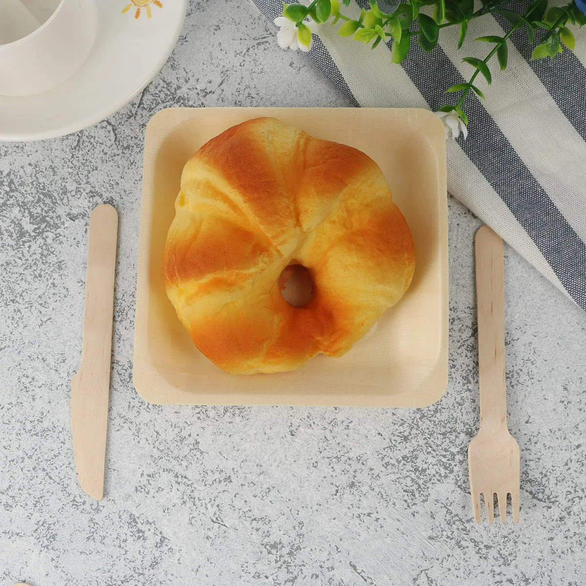 48 шт набор удобные многофункциональные одноразовые столовые приборы набор вечерние принадлежности деревянная посуда для десерта Кемпинг салат, торт
