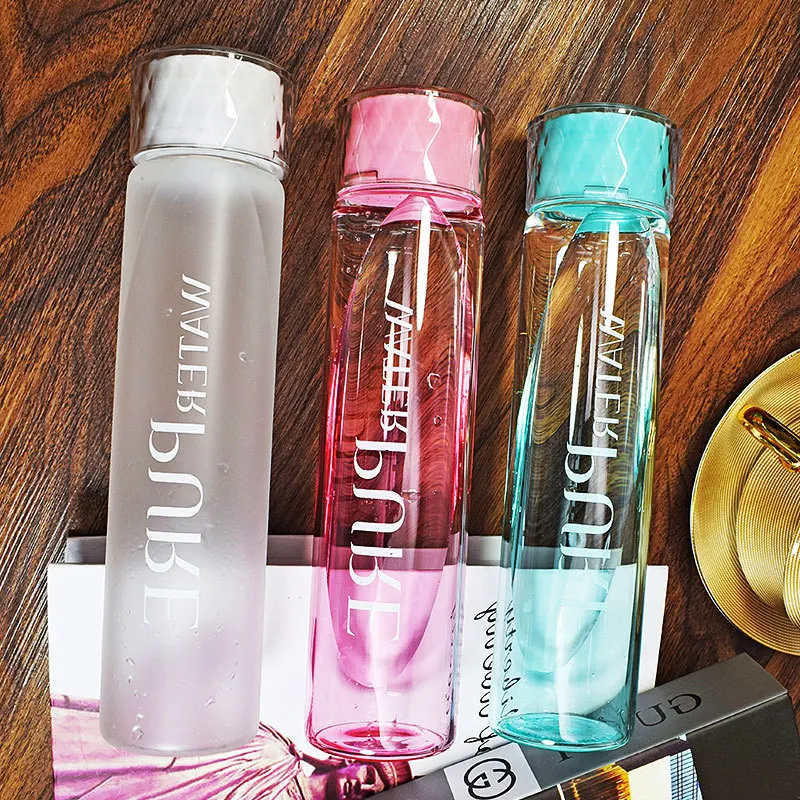 Transparent cover flower tea frosted gradient glass bottle water hydro flask insulated water bottles Brief Direct Drinking