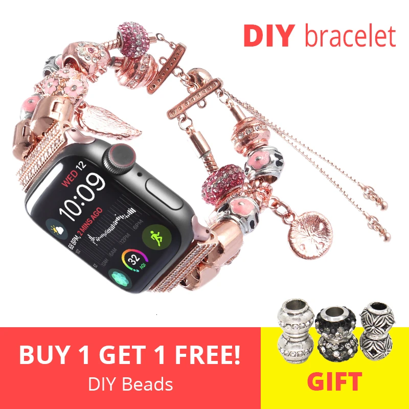 DIY ручной ремешок для часов apple watch 5 4 ремешок 44 мм iwatch спортивные полосы 42 мм аксессуары 40 мм серия 3 2 браслет 38 мм ремешок для часов - Цвет ремешка: Rose Gold
