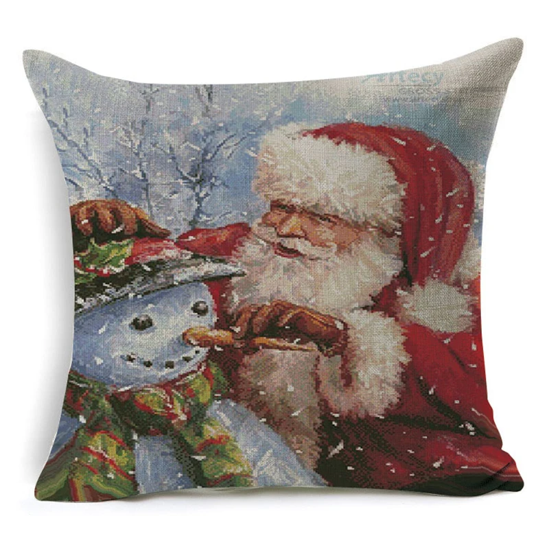 1006 Christmas Festival Pillow Santa Claus Printing Dyeing Sofa Bed Home Decor Cushion Cover Bedroom Christmas pillow cover - Цвет: 1006