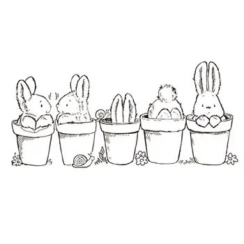 

Easter Bunny Potted Plant Silicone Clear Seal Stamp DIY Scrapbooking Embossing 95AA