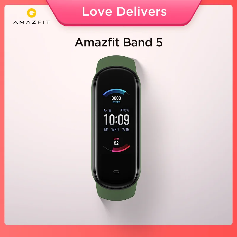  Смарт браслет Amazfit Band 5, цветной дисплей, пульсоксиметр, фитнес трекер, водонепроницаемый, Bluetooth 5,0, спортивный смарт браслет, 2020 