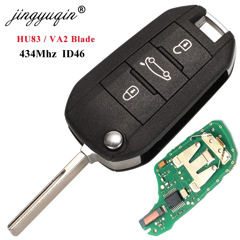 Jinyuqin 3 кнопки Автомобильный Дистанционный флип ключ для Citroen C4 Cactus Hella 434MHz ID46 HU83 Uncut