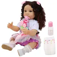 55cm Reborn bebek gerçekçi kıvırcık saç yenidoğan kız bebek eşlik çocuk oyuncağı hediye