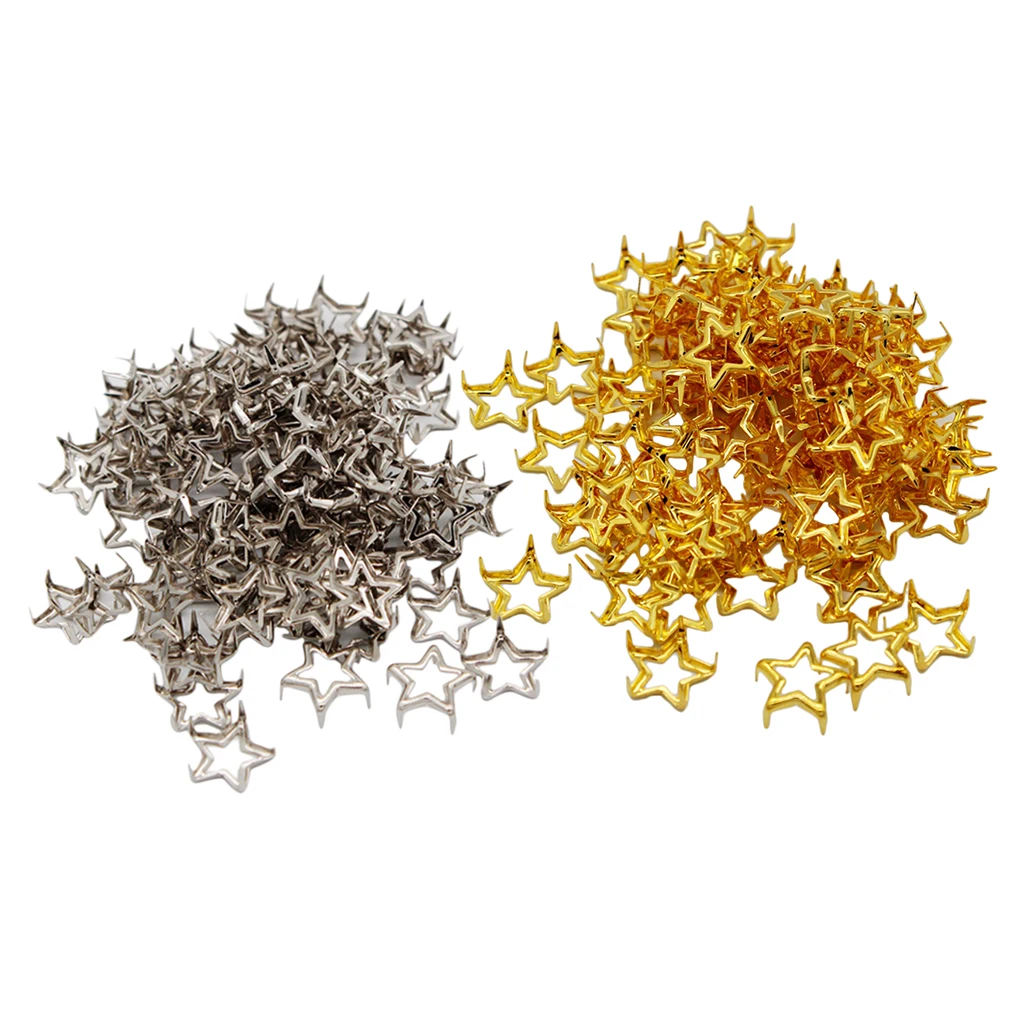 Craft Supplies Vintage Metal Hollow Star Studs Rivet for Leathercraft DIY Clothing Bag Doll Clothes Jeans Shoes Hats 100Pcs