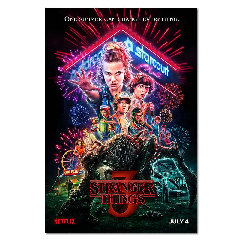 Silk Stranger Things Season 3, 2, 1 Posters: Character Prints for Wall Art in Living Room and Bedroom Decor, 40X60 and 50X75cm image 2