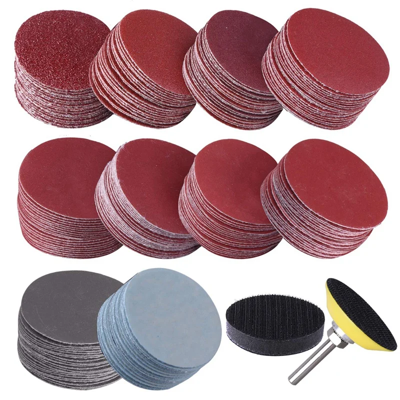 200Pcs 50mm 2 Inch Sander Disc Sanding Discs 80-3000 Grit Paper with 1Inch Abrasive Polish Pad Plate + 1/4 Shank for Rotary | Инструменты