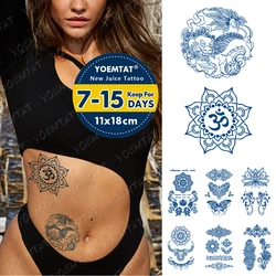 Juice Ink Lasting Waterproof Temporary Tattoo Sticker Koi Dragon Lotus Arabic Text Flash Tatoo Indian Women Body Art Fake Tatto
