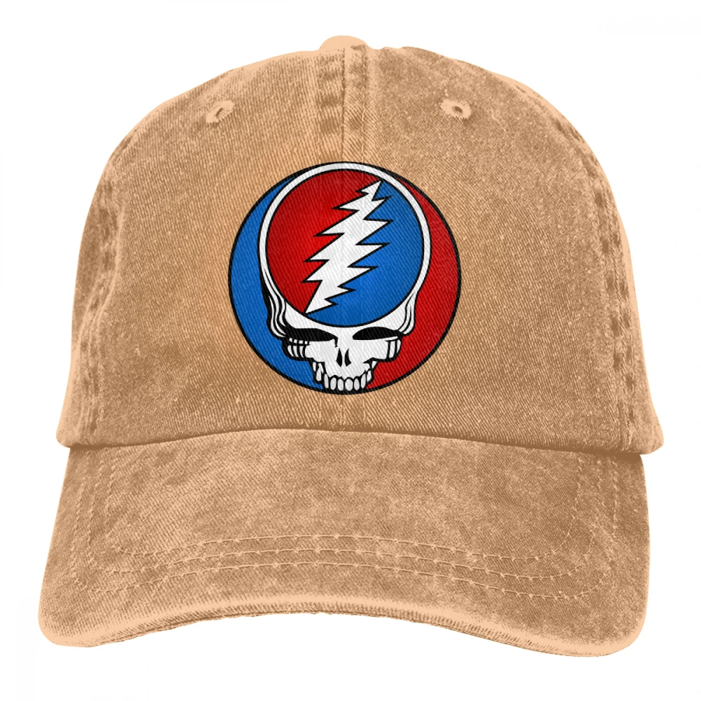Grateful Dead Casquette черные унисекс Мужские Женские джинсовые бейсболка с ремешком кепки Регулируемая шляпа для гольфа папа - Цвет: Хаки