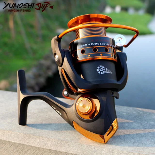 Yumoshi Spinning Fishing Reel 12BB + 1 Bearing Balls 500-9000 Series Metal  Coil Spinning Reel