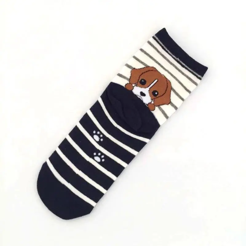 5 пар женских носков Harajuku с мультипликационным принтом Kawaii Puppy Dog Hoisery