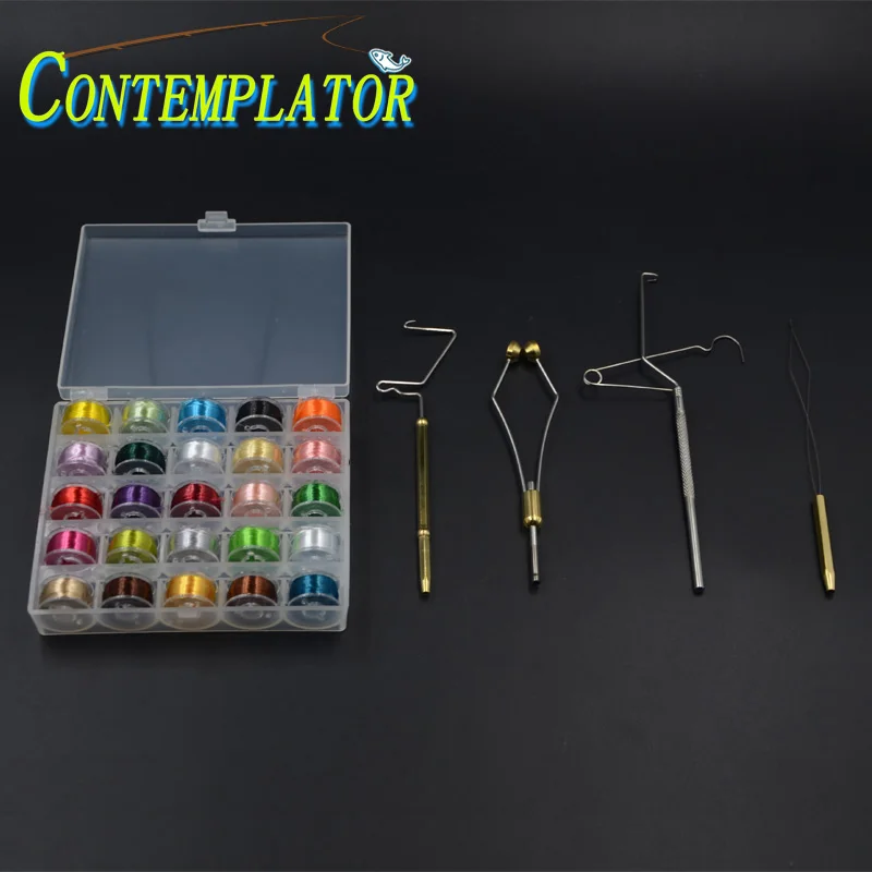 

25/36pcs Assorted 120D High Tensile Fly Tying Threads&Ceramic Tip Bobbin Holder Whip Finisher Threader Fly Tying Tools