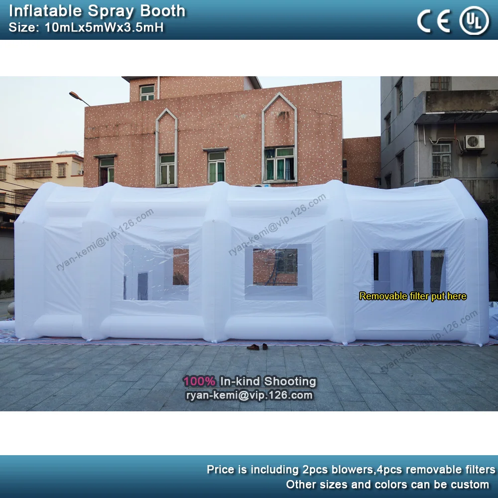 10m 5m 3.5m white Portable Paint Booths big inflatable Spray Booth For sale Inflatable Spray tent For Car Painting side view