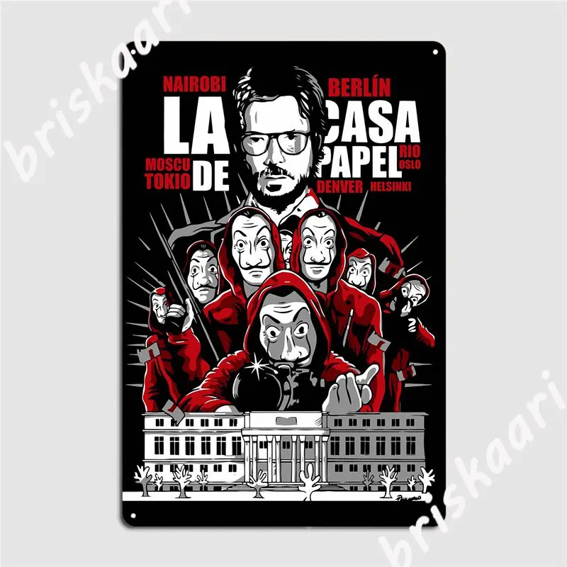 

La Casa De Papel Metal Sign Vintage Wall Mural Club Bar Plaques Tin Sign Posters