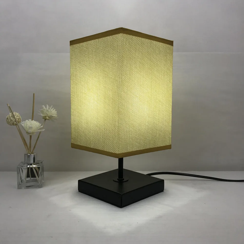 

Vintage USB Charging Table Light Bedside Lamp Simple Square Shape Lamp Shade Led Lamp Living Room Bedroom Decor Gifts