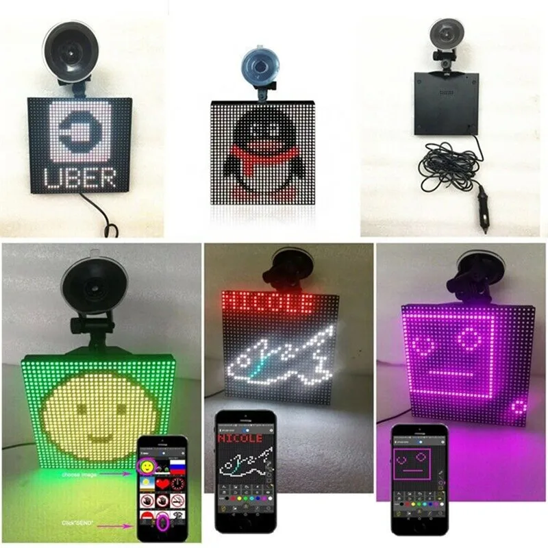 

2019 Newest Creative Controlled Car Emoji Emoticon Wireless Bluetooth App Animated LED Display Funny Car Decor