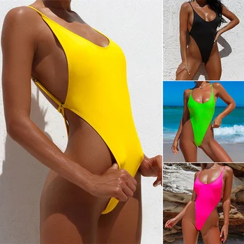 

Women Bikinis Sexy Bandage One Piece Backless Swimsuit Female Bathing Suits Bodysuit Beach Wear New Swim Suit S1041 K