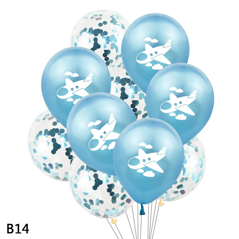 B14 10 шт./лот 12 дюймов мультфильм самолет латекс конфетти для воздушного шара воздушные шары самолет тема вечерние украшения Globos Дети День рождения самолет воздушный шар - Цвет: B14