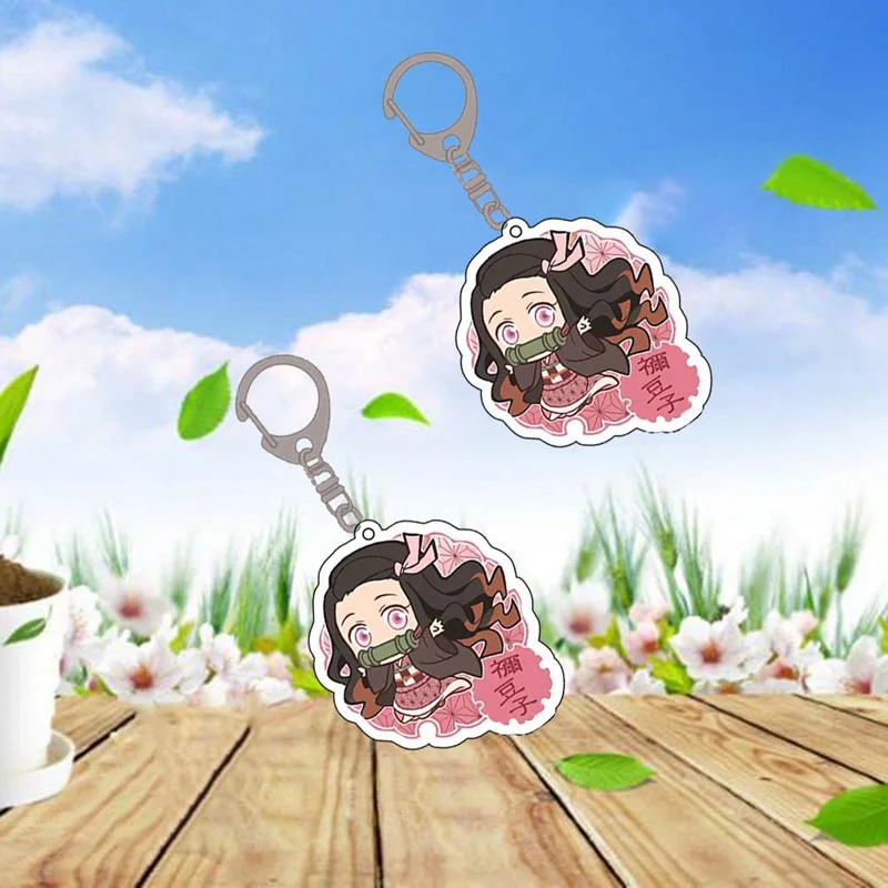 Anime Demon Slayer: Kimetsu No Yaiba Keychain Kamado Nezuko Kimono Kamado Tanjirou Kimono Badge Keyring Fans Jewelry Gift