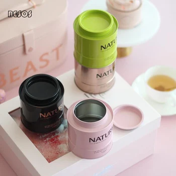 

Minimalist Style Solid Color Bottom Tea Pot Wedding Candy Biscuit Box Stack High Storage Gift Box Tinplate Tea Box B0057M