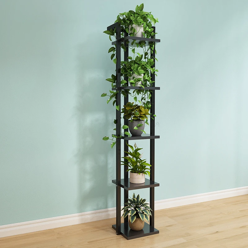 Green Luo Flower Airs многоярусный Крытый Железный арт балкон мясистый цветочный горшок рама Бытовая Гостиная посадочного типа полка - Цвет: BlackshelfM