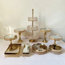 Rectangular Mirror-Top Cake Stand Risers Dessert Tray Set(Gold) 3 tiers cupcake stand