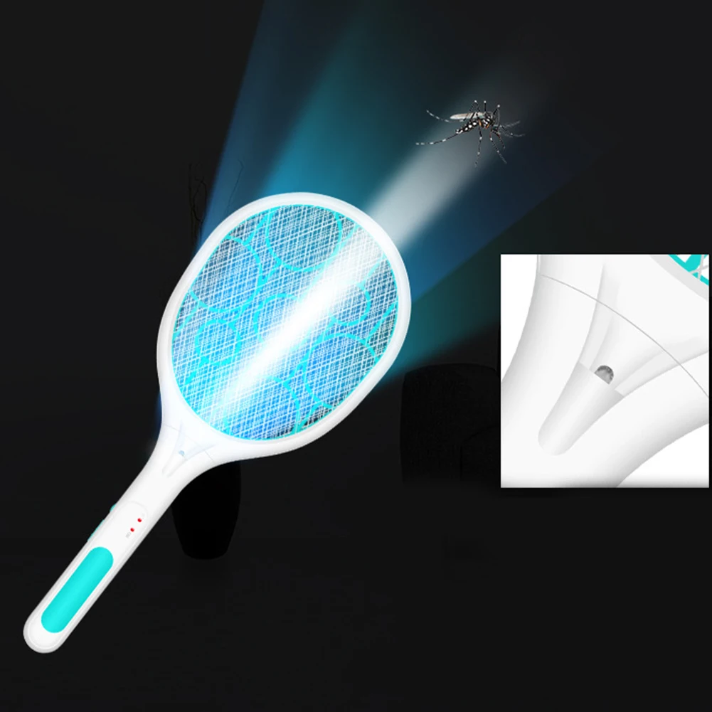 

Newest USB Rechargeable Electric Mosquito Flying Swatter Bug Zapper Racket Insects Killer With LED Illumination #4O