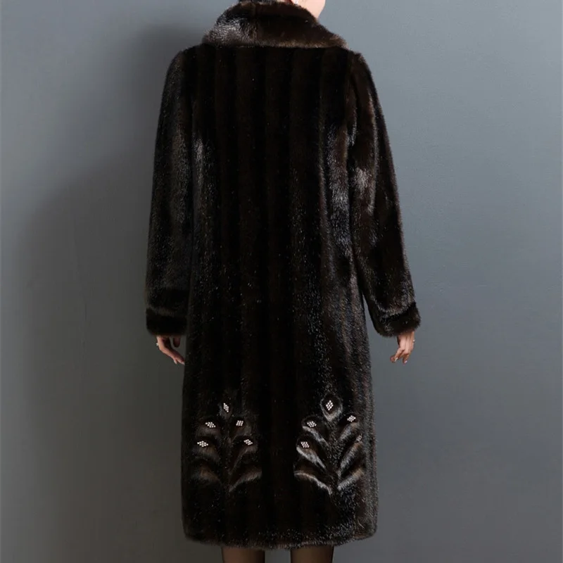 Новая зимняя шуба женская одежда высокого качества имитация норки шуба размера плюс утолщенная теплая длинная шуба женская куртка P73