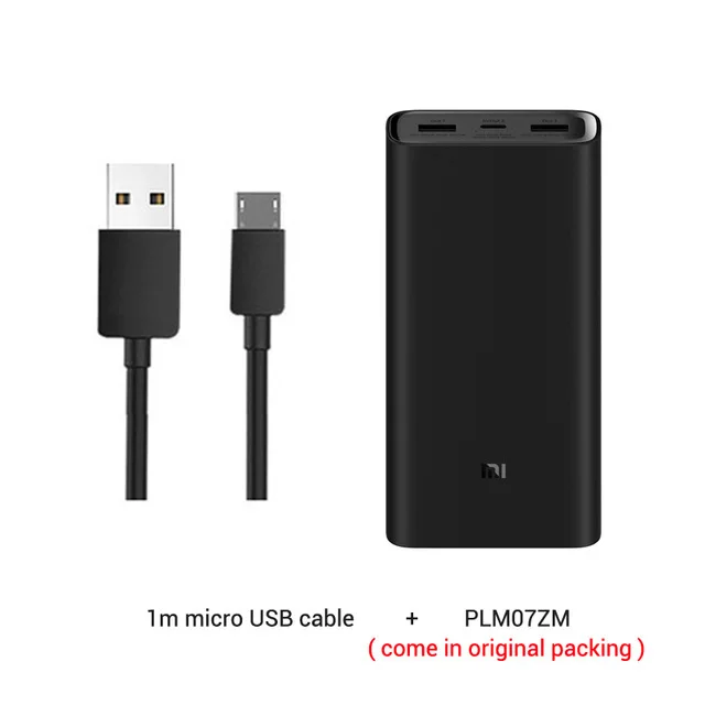 Xiao mi power Bank 3 20000 мАч mi power bank USB-C 45 Вт портативное зарядное устройство Dual USB power bank для ноутбуков смартфонов PLM07ZM - Цвет: Add Micro