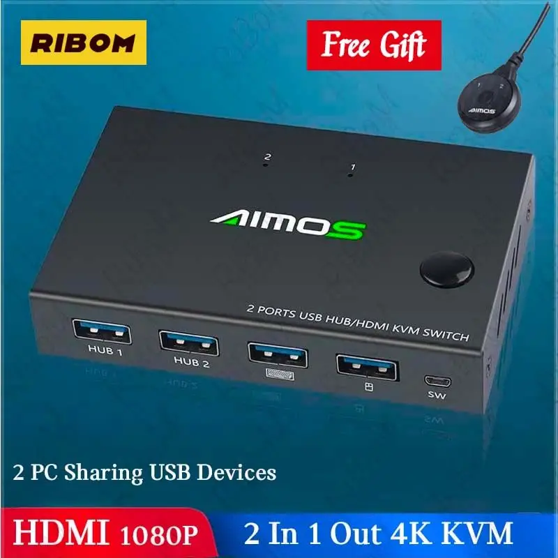 KVM 4K HDMI переключатель 2 в 1 коробка для ПК совместное использование USB мышь и