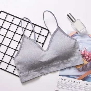 

Women Underwear with No Steel Ring Liner Solid Color Knitting Thread Strap Underwear Soft Underwear Back Tube 2020 soft Top