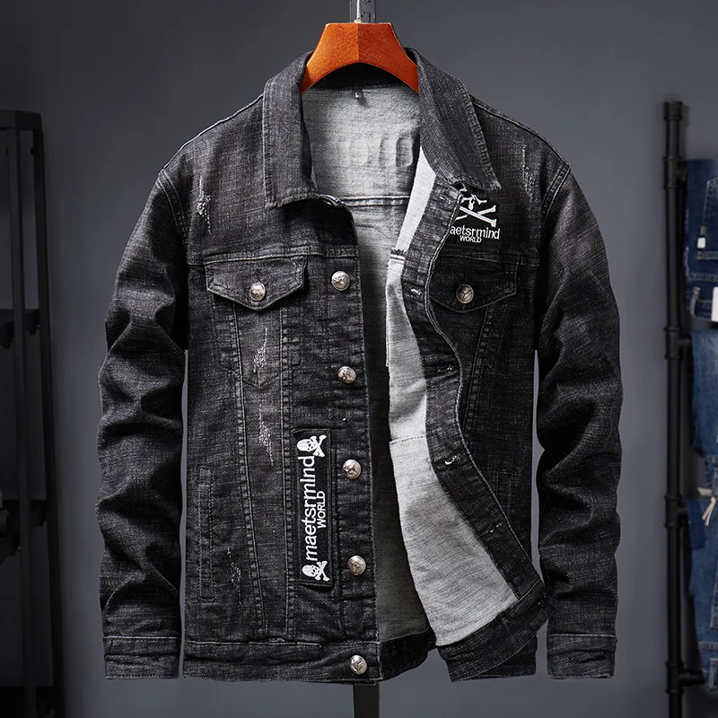 

2019 Denim Jacket Men Hole Retro Motorcyle Basic Coat Streetwear Hip Hop Bomber Jacket Cowboy Men's Jean Jacket Chaqueta Hombre