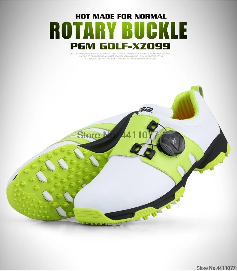 PGM обувь для гольфа для девочек; водонепроницаемые дышащие кроссовки для мальчиков; детская вращающаяся обувь с кружевом; нескользящие легкие кроссовки; D0757