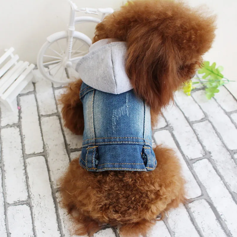Pet Clothes Dog Jeans Jacket Cool Blue Denim Coat Small Medium Dogs