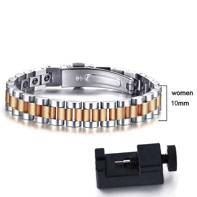 HEMATITE THERAPY WATCHBAND BRACELET FOR MEN STAINLESS STEEL LINK BRACELETS GIFT FOR HIM HER