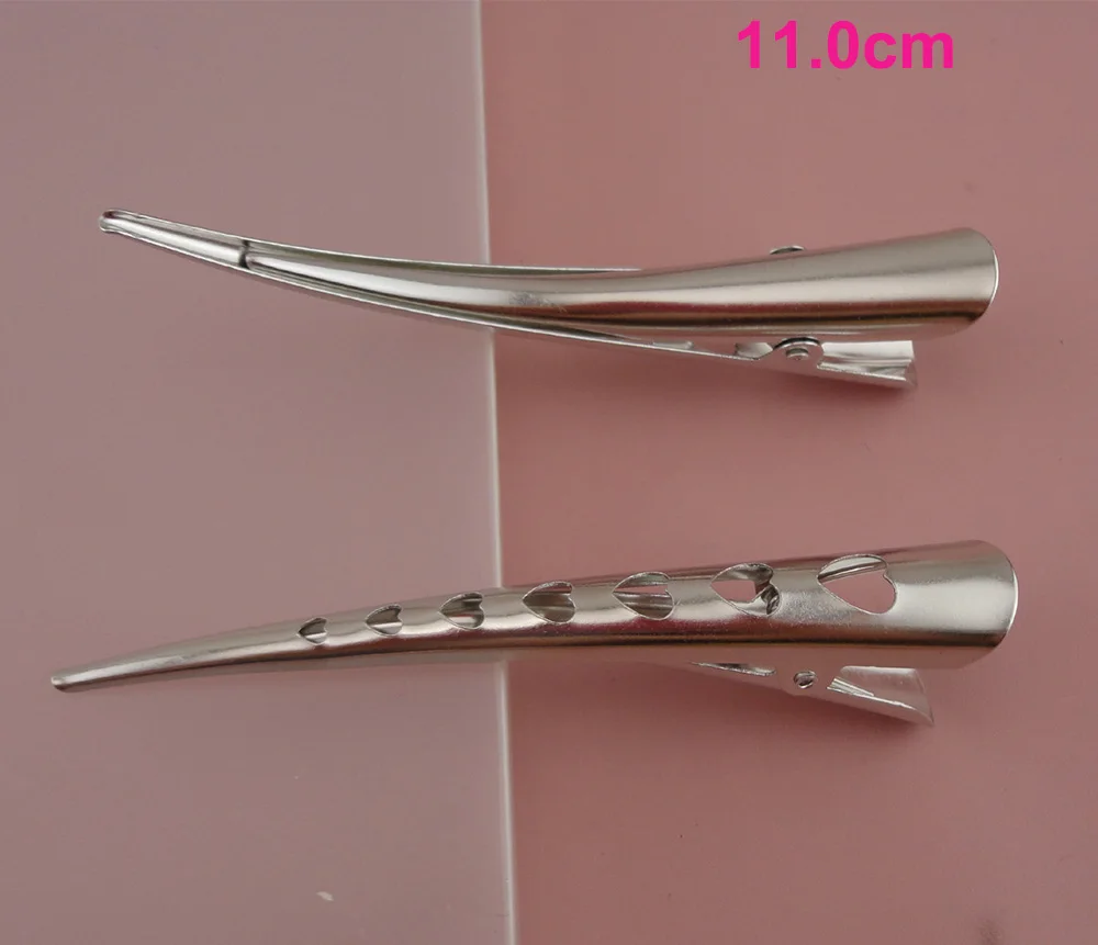 11cm heart hairpins 11,0 см 12,0 см 13,0 см серебристого металла заколки-клюв для женские туфли-лодочки с филигранными цветок большой зажим для волос в форме сердца заколки для волос для парикмахерской - Цвет: 11cm heart hairpins