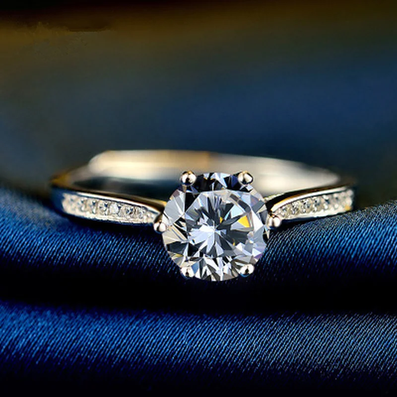 

LOYE 925 Sterling Silver Cubic Zirconia Crystal Opening Ring Ladies Propose Ring Wedding Engagement Rings Fine Jewelry Gift